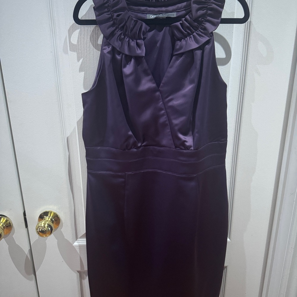 Donna Ricco Purple Halter Sheath Midi Dress